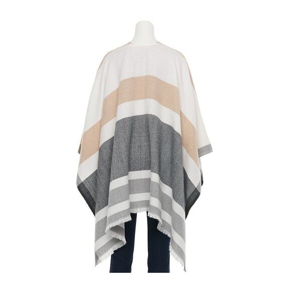 Apt 9 Women's One Size Reversible Woven Color-Blocked Ruana New - Picture 8 of 8